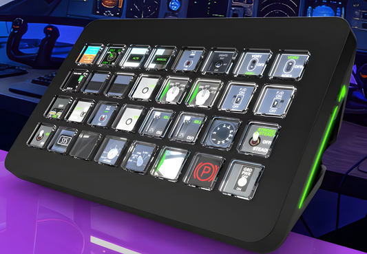 GamerDeckPro XL 32 · Gamer deck 32 touches à écrans LCD avec fond d'écran dynamique
