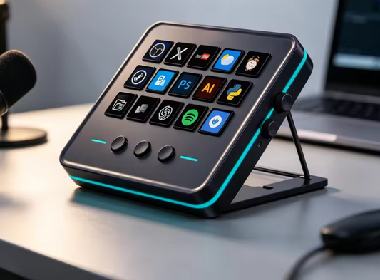 GamerDeckPro M18 · Gamer deck 15 touches à écrans LCD avec 3 boutons physiques et RGB